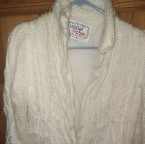 Girls  Hallie Robin White Heavy Zip Up Sweater